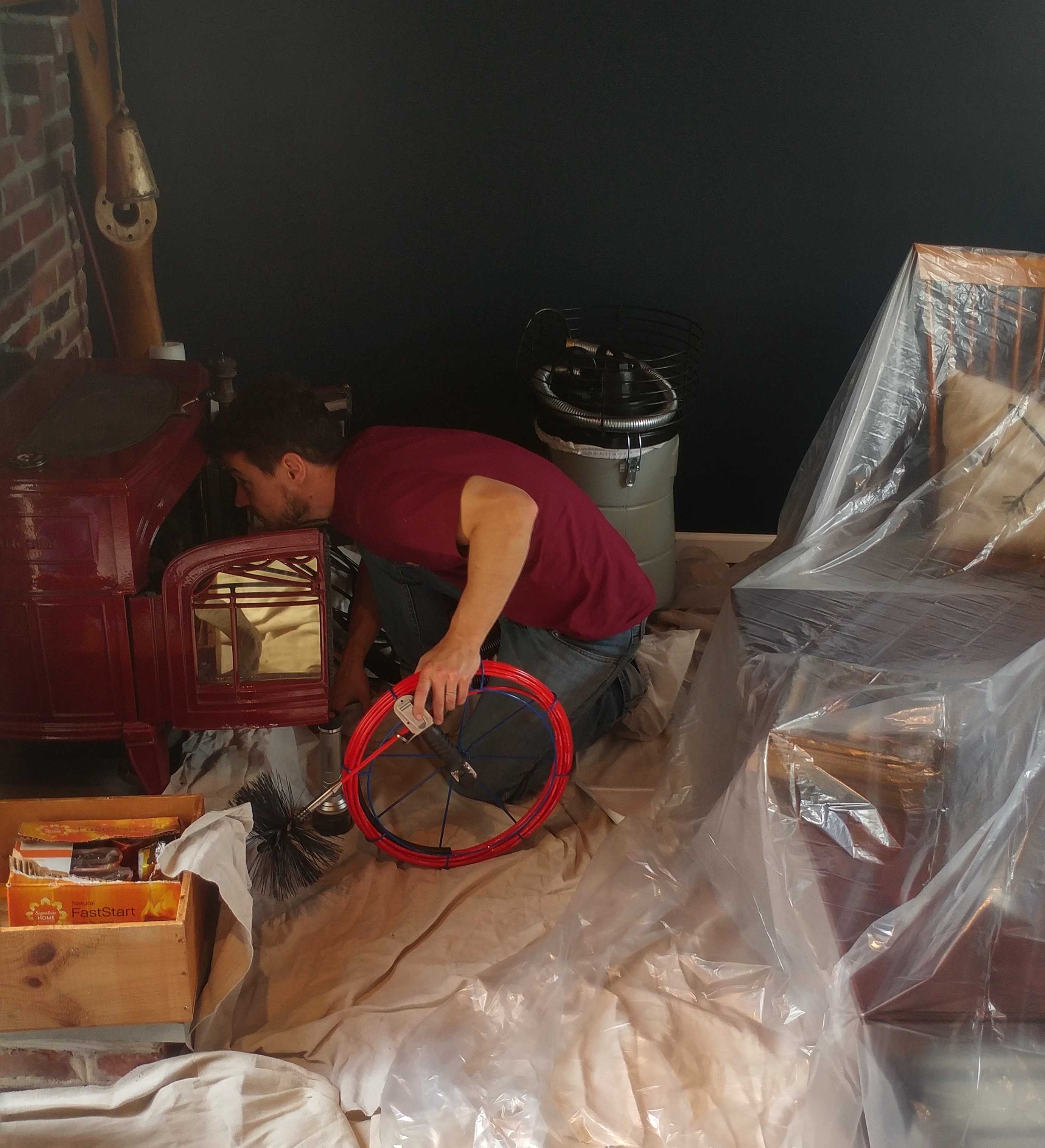 Chimney cleaning, wood stove in West Chester PA.